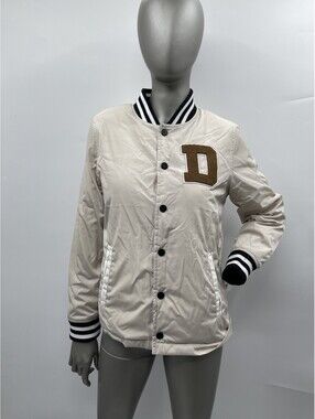 NWT Women’s DKNY Button A Varsity Jacket Fur Lined Color Cream Size M